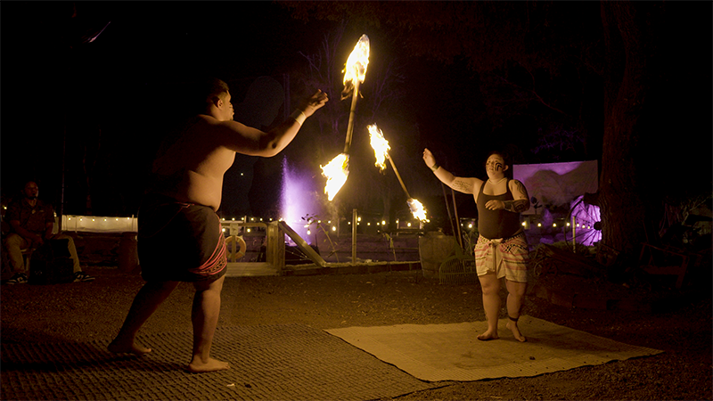 Fire dancer performance